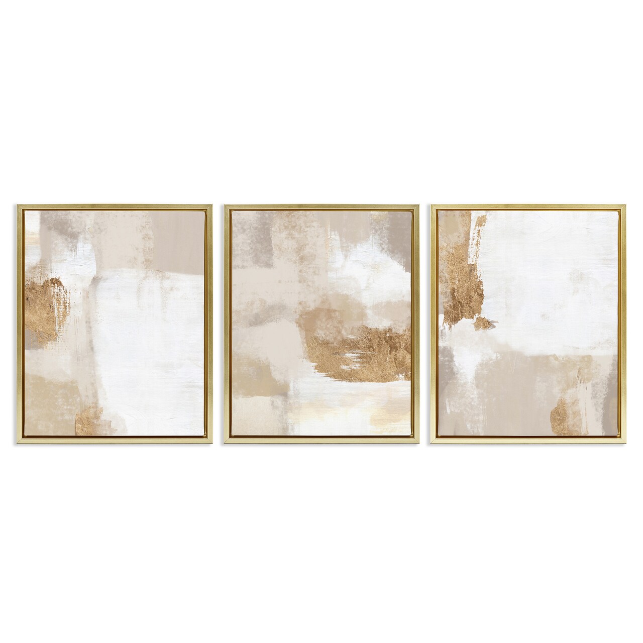 Stupell Industries Beige Modern Abstraction Framed Floater Canvas Wall Art
